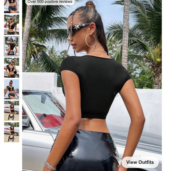 SHEIN Tops - 🌸S109 - Women's Black Crop Top - Sleek Short Sleeve Tee🖤